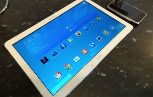 Samsung Galaxy Tab Pro 12.2 next to iPhone