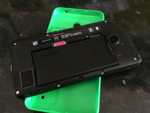 Lumia 630 with back cover removed