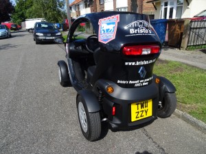 There is no rear windscreen on the Twizy, the side mirrors provide excellent views though