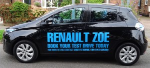The Renault Zoe, Kindly provided by Peter at Bristos Ipswich