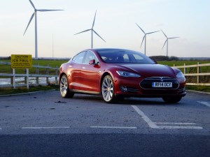 Tesla Model S at Wind Farm