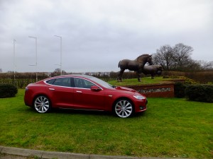 Tesla Model S outside Suffolk Show Ground