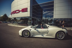 Porsche 918 Spyder Hybrid Hypercar arriving at the Porsche Experience Centre