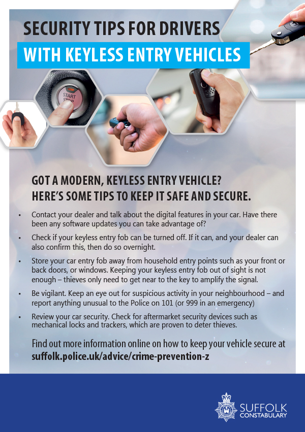 Security Tips for Drivers with Keyless Entry Vehicles - Suffolk Police