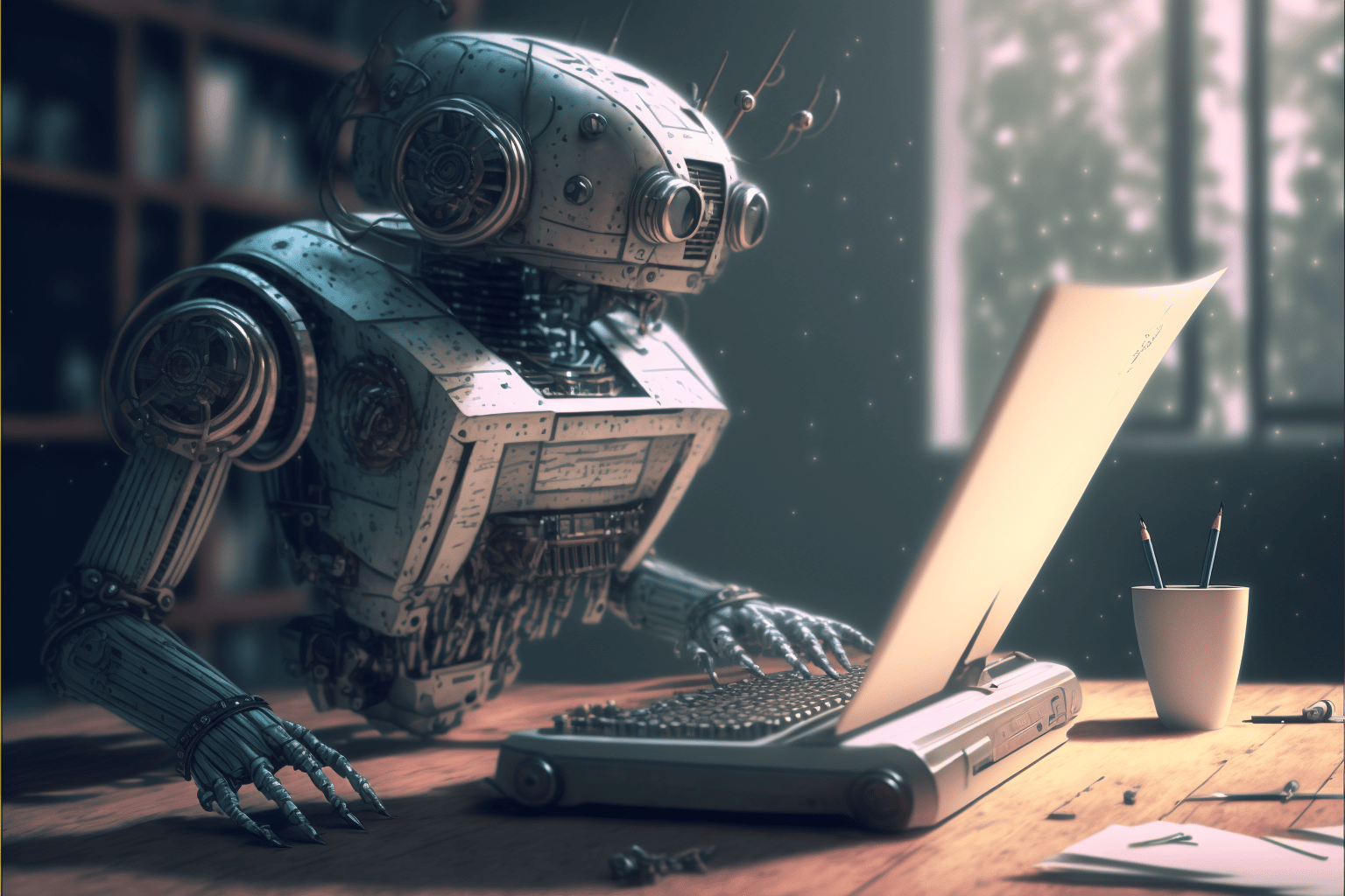 Using AI to write blog posts - created by Midjourney