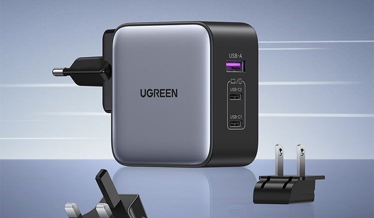 Ugreen, Nexode, GaN, 65W, USB-C, 3-port, wall charger, US plug, UK plug, EU plug, travel, charging, multiple devices, simultaneous, efficient, compact, fast, high power, durable, safe, universal compatibility, adaptable, convenient, lightweight, portable, reliable, user-friendly, sleek design, affordability, quality, innovative, technology, solution.