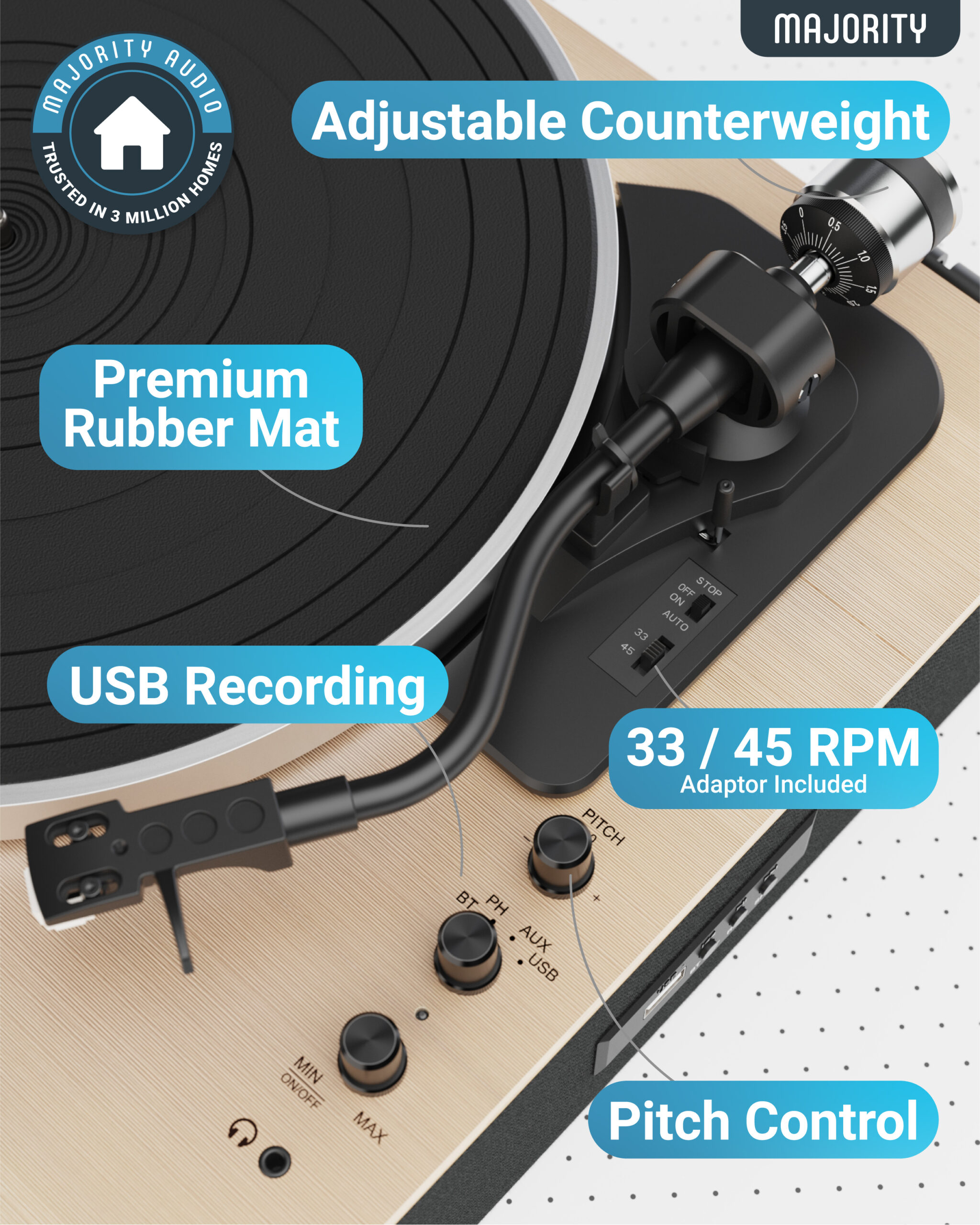 The Majority Folio Turntable Blends Style, Simplicity and Sound