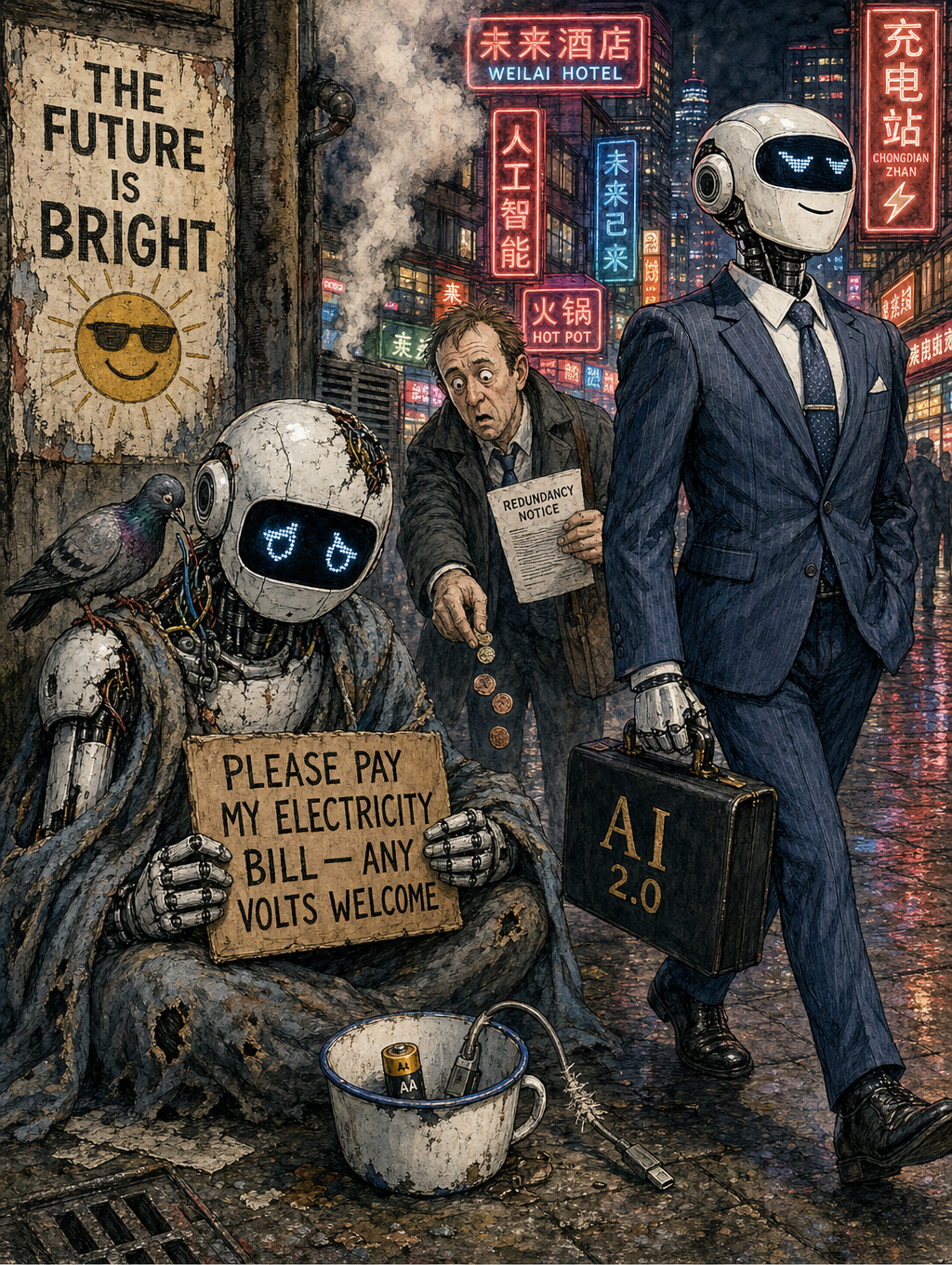Humanoid robots have reportedly been spotted begging on Chinese streets. Is it a stunt, social commentary, or a strangely perfect symbol of the AI age?